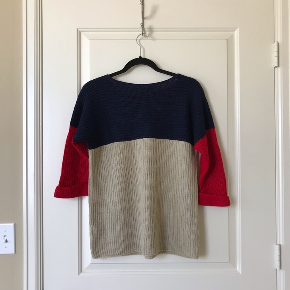 Urban Outfitters red navy colorblock sweater, L - Picture 5 of 6